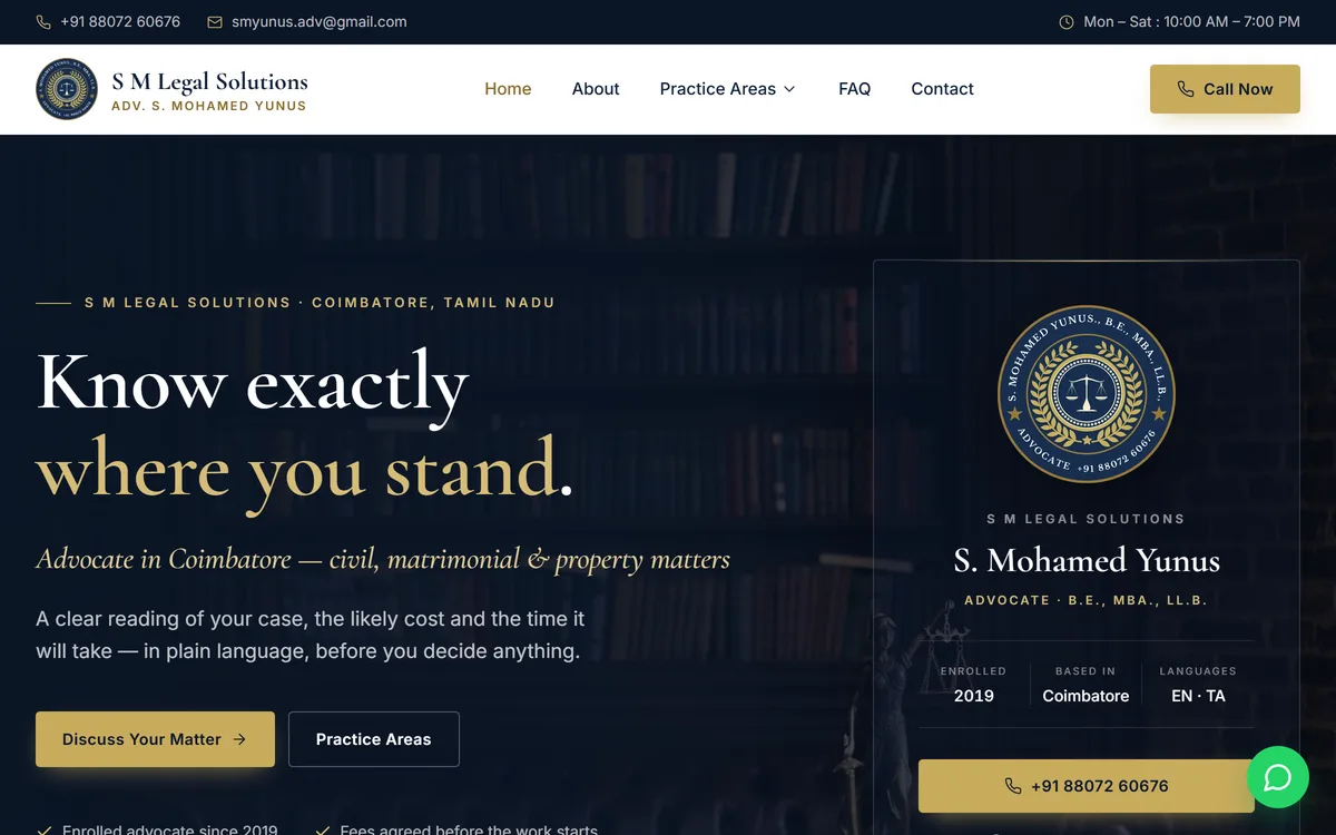 S M Legal Solutions demo website